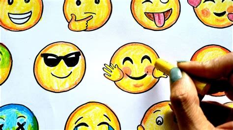 World Emoji Day drawing Easy | How to draw different types of Smileys | Emoji artwork, Easy ...