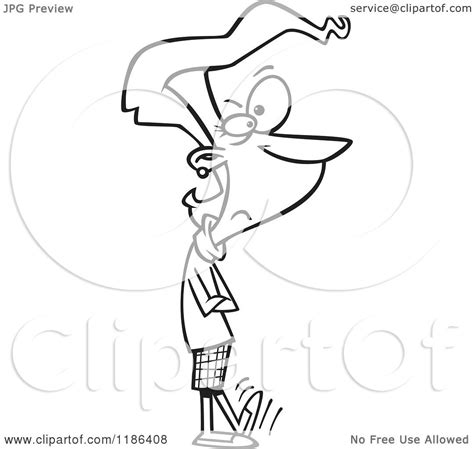 Cartoon of a Black And White Impatient Woman with Folded Arms, Tapping Her Foot - Royalty Free ...