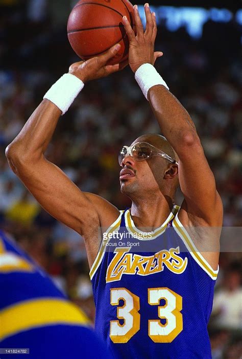 Kareem Abdul-Jabbar #33 of the Los Angeles Lakers shoots a free-throw during an NBA basketball ...