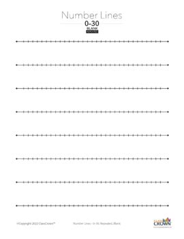 Number Line to 30 - Blank Repeated Lines Worksheet (0-30 Number Lines)