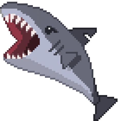 An 8 bit retro styled pixel art illustration of a shark. 19040588 PNG