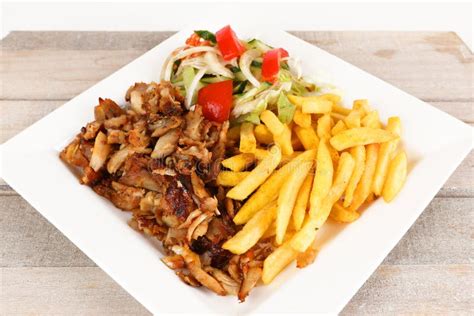 Chicken Doner with Fries and Salad Stock Photo - Image of meal, lunch: 112141084