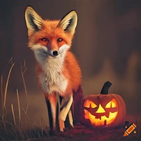 A fox with halloween decorations