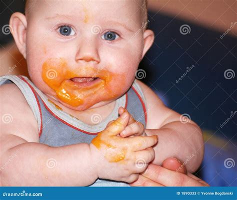 Messy Baby after Eating Food Stock Image - Image of feeding, kiddie: 1890333