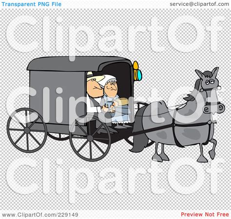 Royalty-Free (RF) Clipart Illustration of a Gray Horse Pulling A Couple ...