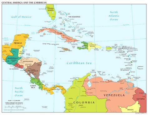 Large scale political map of Central America and the Caribbean – 2012 ...