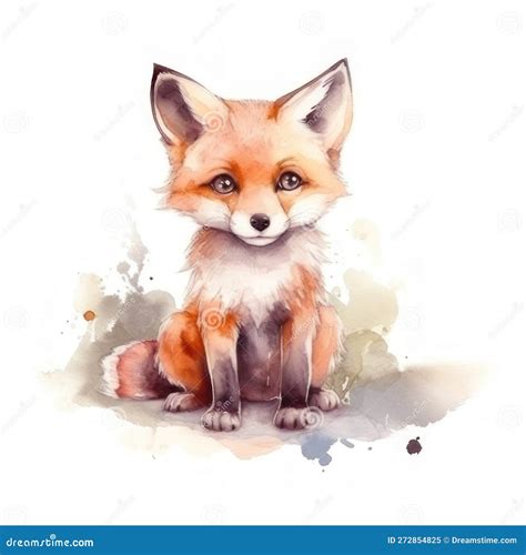 Cute Watercolor Fox. AI Generative Stock Illustration - Illustration of cute, wallpaper: 272854825