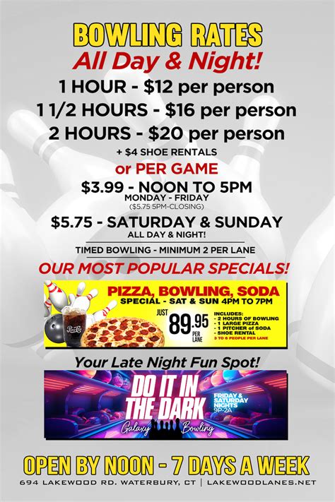 Hourly Bowling Rates – Lakewood Lanes