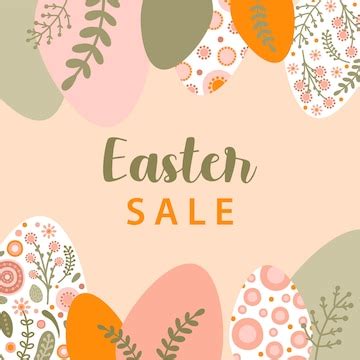 Premium Vector | Sale templates with silhouette easter egg and flowers in pastel colors ...