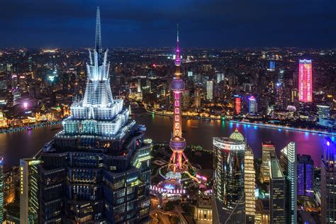 Shanghai, night, mist, China, cityscape, building, clouds, nightscape ...