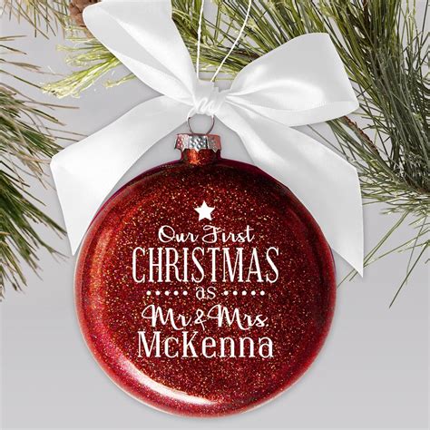 Personalized Sparkly Our First Christmas Holiday Ornament | GiftsForYouNow