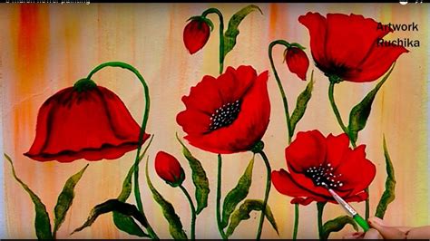 Red Poppy Flower Painting | Acrylic Painting Tutorial - YouTube | Poppy ...