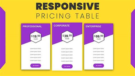 Responsive Pricing Table Design | Bootstrap Pricing Table