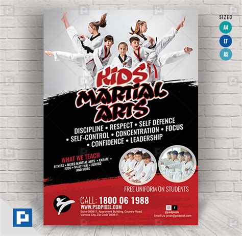 Kids Martial Arts Lesson Flyer - PSDPixel | Martial arts kids, Flyer template, Art poster design