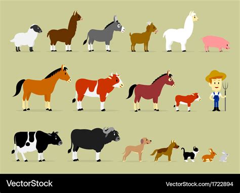 Cute cartoon farm characters Royalty Free Vector Image