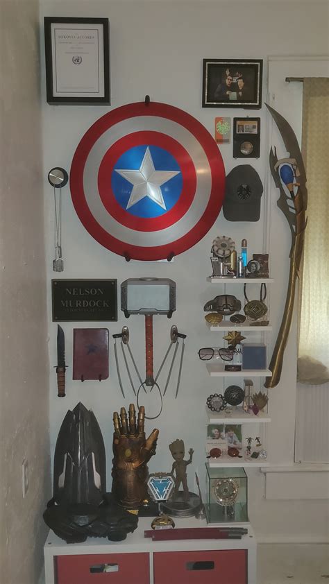 My MCU props. Waiting on Captain Marvel pager Spidey mask and Thanos ...