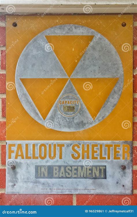 Cold War Nuclear Fallout Shelter Sign Stock Image - Image of russian ...