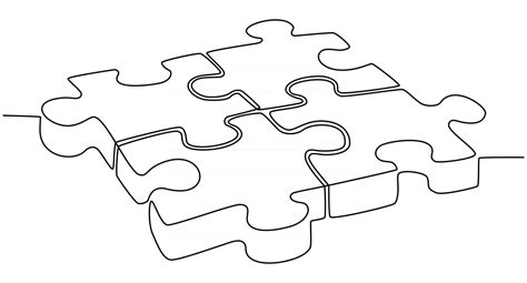 continuous line drawing of puzzle piece vector illustration 2755754 ...