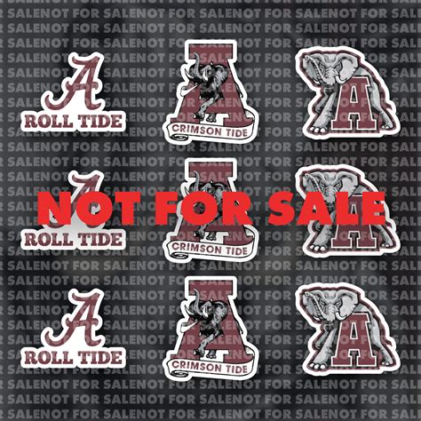 Alabama Crimson Tide Sticker Set Peel and Stick (9 Stickers)