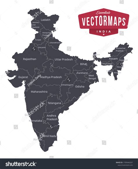 India Political Map High Detailed Accurate Stock Vector (Royalty Free ...