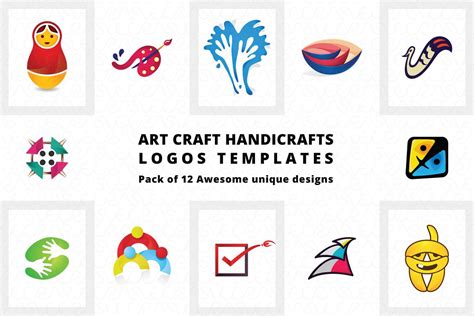 Art Craft Handicrafts Logo Templates Pack of 12 (195124) | Logos ...