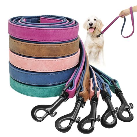 Dog Leash Harness Leather Lead Pet Dog Puppy Walking Running Leashes ...