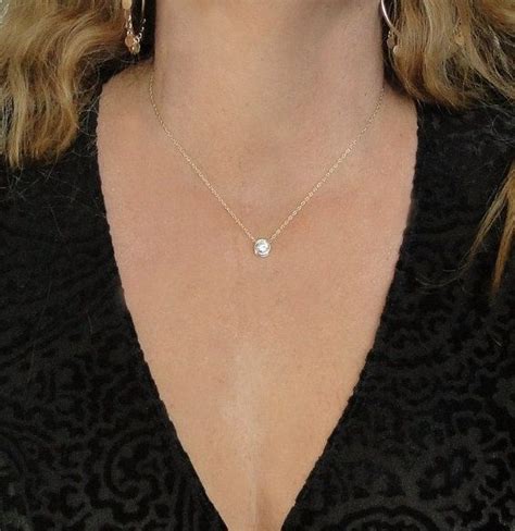 Diamond CZ Solitaire Necklace 1 Carat Sterling Silver Cubic | Etsy ...