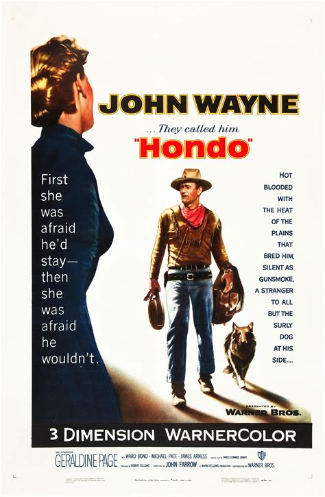 Hondo 3D movie poster starring John Wayne & Geraldine Page | John wayne movies, John wayne ...