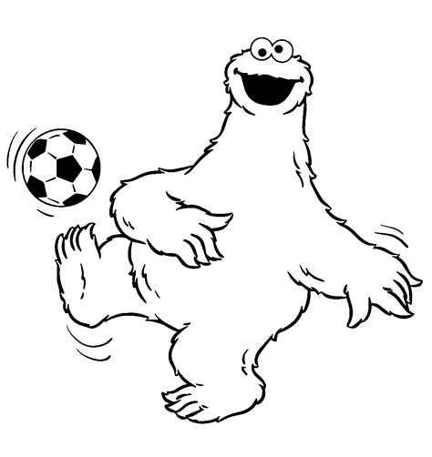 Cookie Monster Plays Soccer Coloring Page - Free Printable Coloring Pages