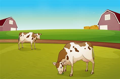 Two cows in the farm 368678 Vector Art at Vecteezy