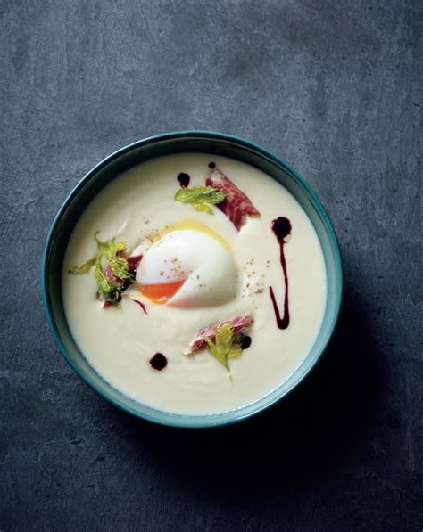 Celeriac soup, poached egg, smoked eel recipe from New Classics by Philippa Sibley | Cooked ...