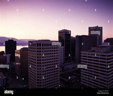 Vancouver skyline at night Stock Photo - Alamy