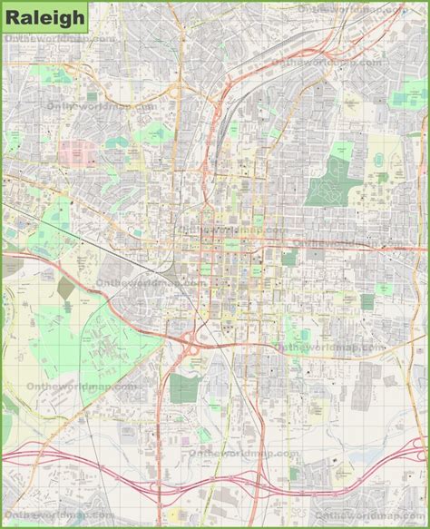 Large detailed map of Raleigh