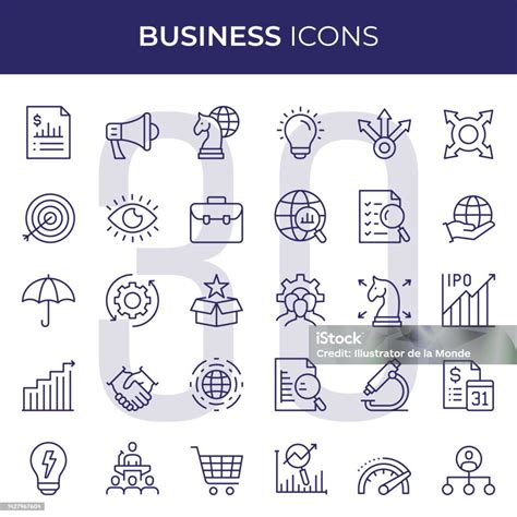 Business Line Icons Stock Illustration - Download Image Now - Analyzing, Brainstorming, Business ...