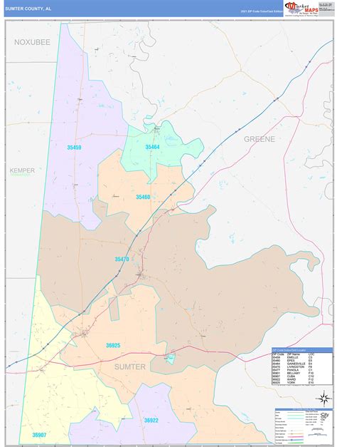 Sumter County, AL Wall Map Color Cast Style by MarketMAPS