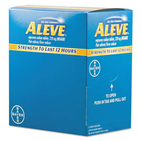 Aleve® Pain Reliever Tablets, 1/Pack, 50 Packs/Box - WB Mason