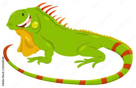 cartoon green iguana animal character Stock Vector | Adobe Stock