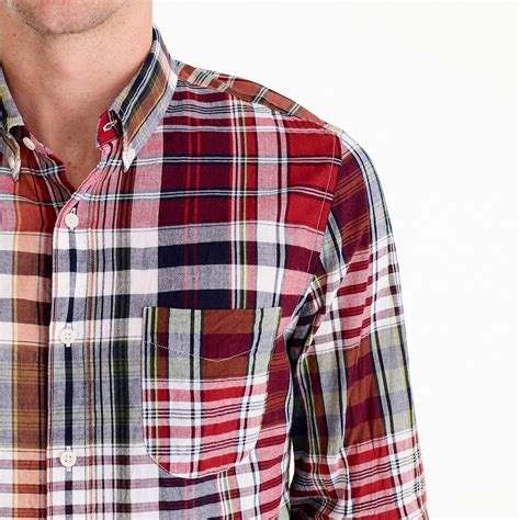 J.Crew Cotton Indian Madras Shirt In Mixed Red Plaid for Men - Lyst