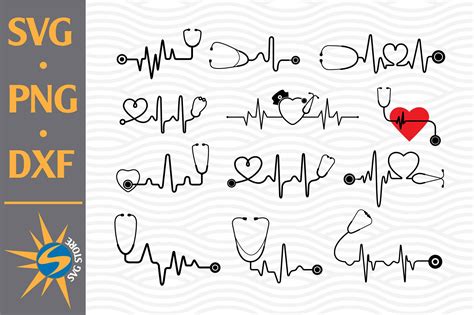 Stethoscope Heartbeat SVG, PNG, DXF Digital Files Include By SVGStoreShop | TheHungryJPEG