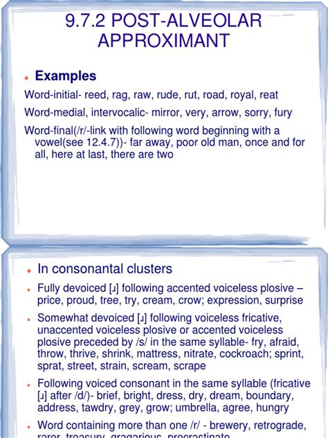 9.7.2 Post-Alveolar Approximant: Examples | PDF | Vowel | Human Voice