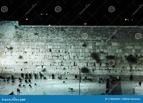 The Wailing Wall in Jerusalem at Night Stock Photo - Image of jerusalem ...