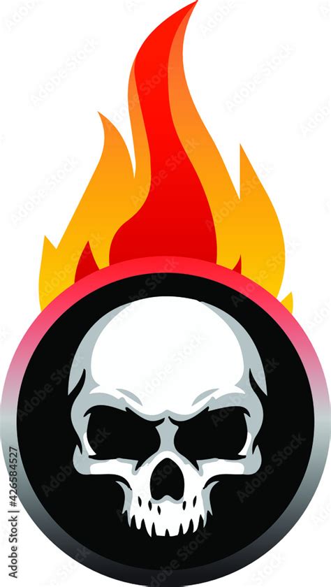 Fire Skull Vector, Round Logo, Skull with fire Stock Vector | Adobe Stock