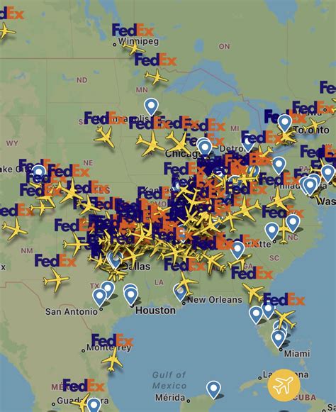 This map shows the nightly rush of FedEx aircraft into their main hub ...