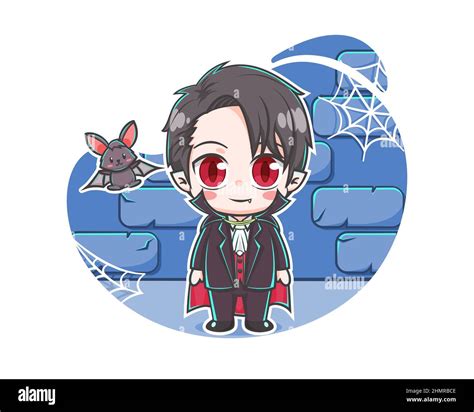 Cute vampire with a bat cartoon illustration Stock Vector Image & Art ...