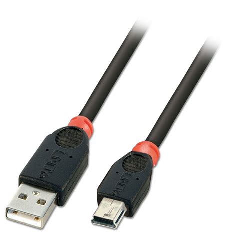 5m USB 2.0 Cable - Type A to Mini-B, Black - from LINDY UK