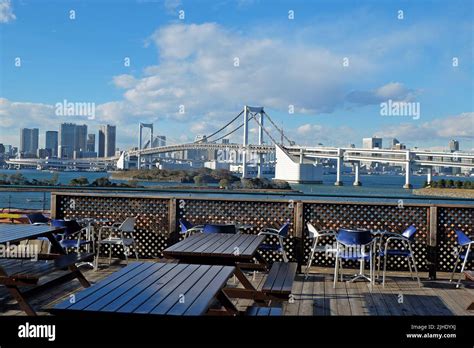 Exterior architecture and design of Rainbow bridge at Odaiba island ...