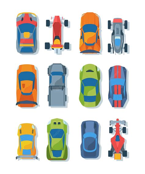 Premium Vector | Race cars top view flat illustrations set. Bright ...