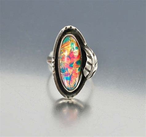 Vintage Sterling Silver Fire Opal Glass Ring | Vintage sterling silver, Vintage jewelry, Jewelry