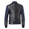 Men Black Blue Leather Bomber Jacket, Biker Designer | RebelsMarket