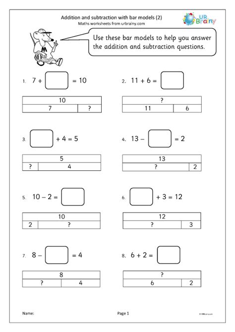 Addition and subtraction with bar models (2) - Subtraction in Year 1 (age 5-6) by URBrainy.com